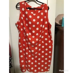 Bright orange & white polka dot dress